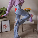 Rote Jeans mit geradem Bein und fünfzackigem Stern